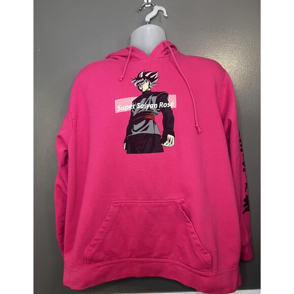 Dragon Ball Super Hoodie Mens 2XL Pink Super Saiyan Rose Anime Pullover Graphic - Picture 1 of 7